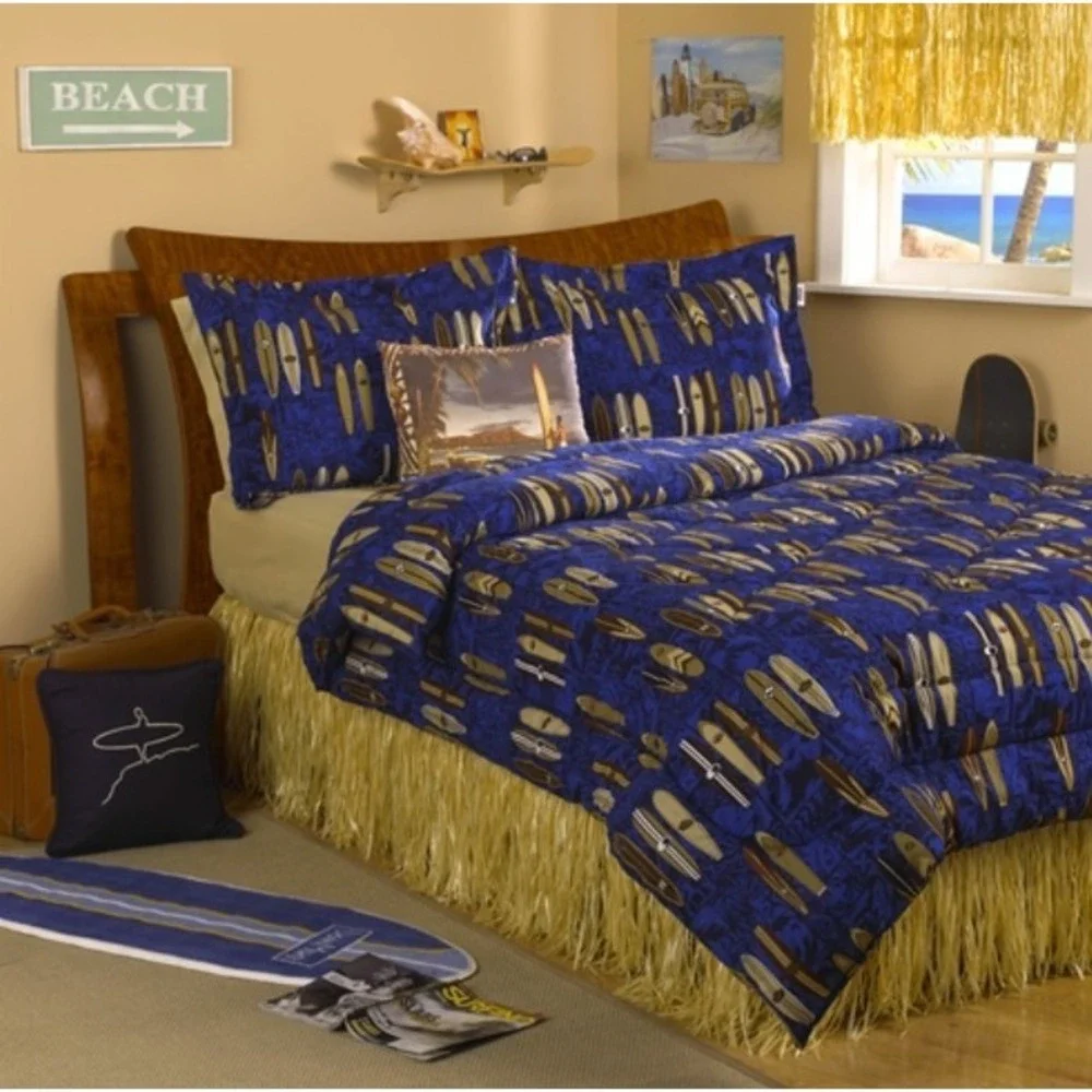 Dean Miller Surf Bedding Rayon Raffia Grass Hula Full Size Bedskirt Hawaiian - Picture 6 of 6